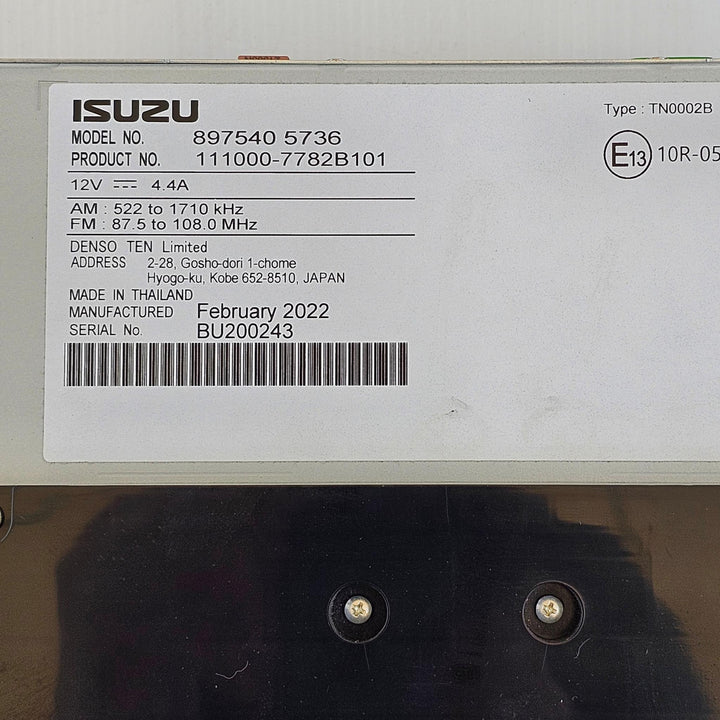2022 Isuzu MU-X - Stereo Head Unit PN: 8975405736