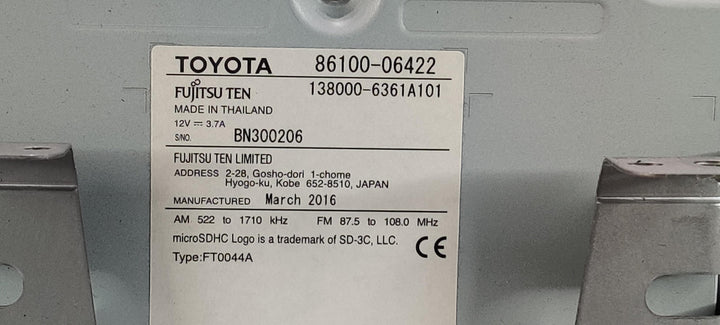 2015 -
  2017
  Toyota
  Camry
  Atara SL
  Stereo Head Unit
  8610006422