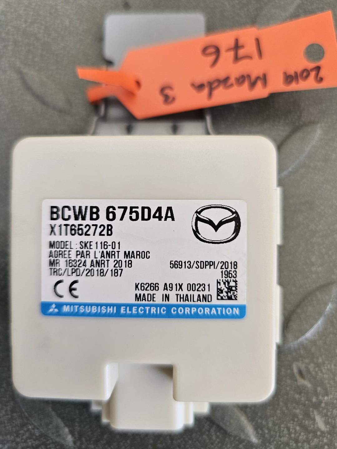 2019, Mazda, 3, Keyless Entry Module