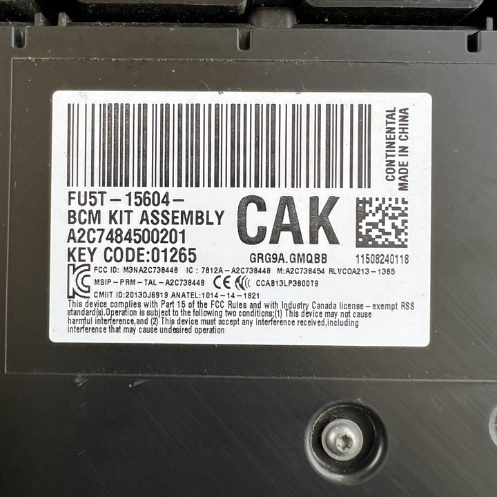 2015 -
  2018
  Ford
  Ranger
  Wildtrak
  Body Control Module
  FU5T15604CAK