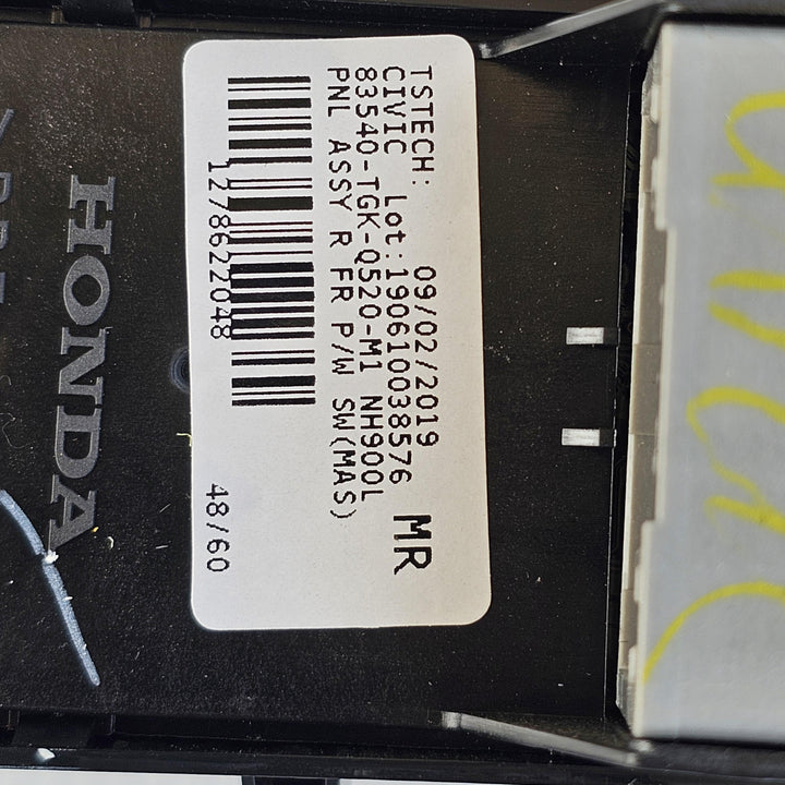 2016 -
  2021
  Honda
  Civic
  VTiLX
  Right Front Window Switch
  83540TGKQ520M1