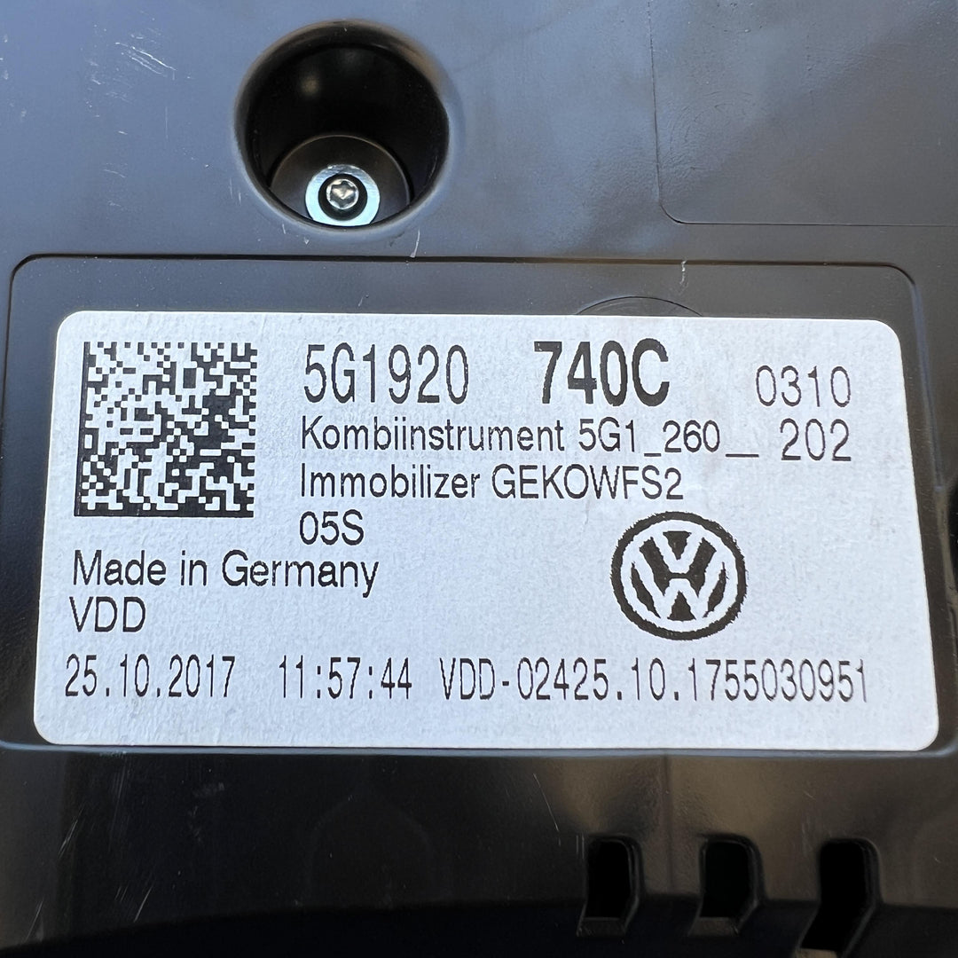 2018 Volkswagen Golf - Instrument Cluster PN: 5G1920740C