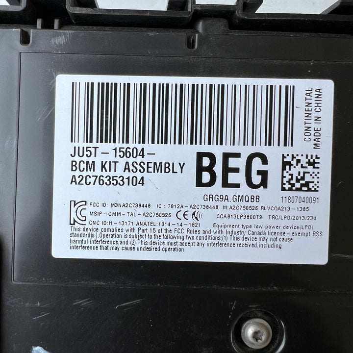 Jun 2018 to Apr 2022 - Ford Ranger PX Series 3 Diesel 2.0/2.2/3.2L - Body Control Module - PN: JU5T15604BEG