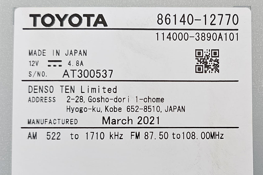 2021 Toyota Corolla MZEA12R - Dash Display Unit PN: 8614012770