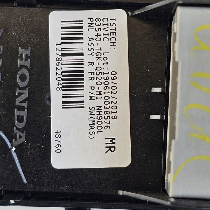 2016-2021 Honda Civic VTiLX Right Front Window Switch 83540TGKQ520M1