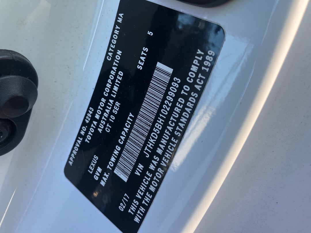 2017 Lexus CT200h ZWA10 JTHKD5BH102299093