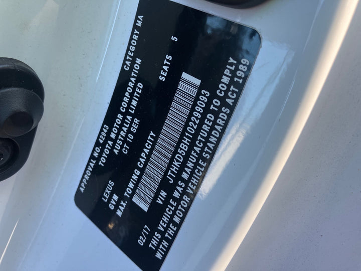 2017 Lexus CT200h ZWA10 JTHKD5BH102299093