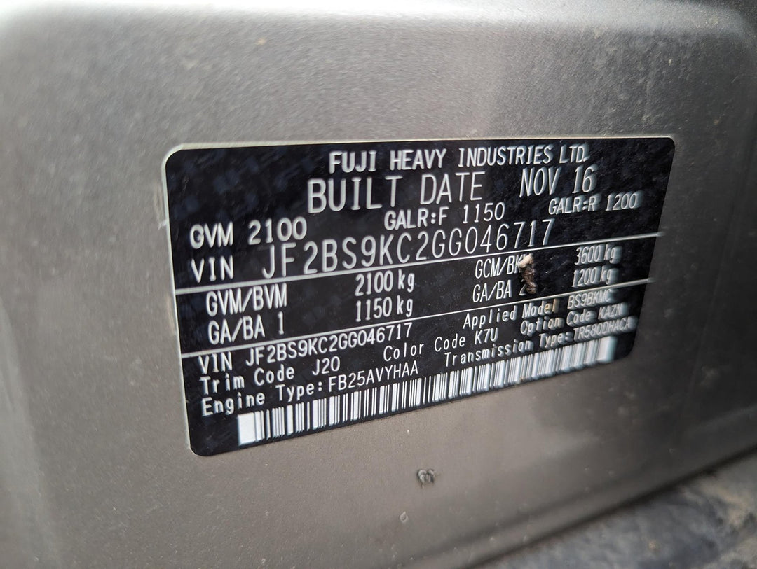 Subaru Outback V BS (BS9) 2.5L H4 (FB25, FB25A) 16v DOHC BS9 4 Door Wagon AWD Automatic CVT (Build region Japan) [December, 2014 - December, 2020] 129kw