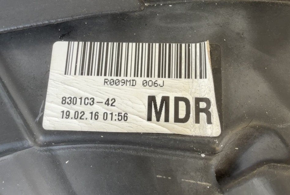 2016 Mitsubishi Lancer    Petrol Manual - Right Headlight 8301C342